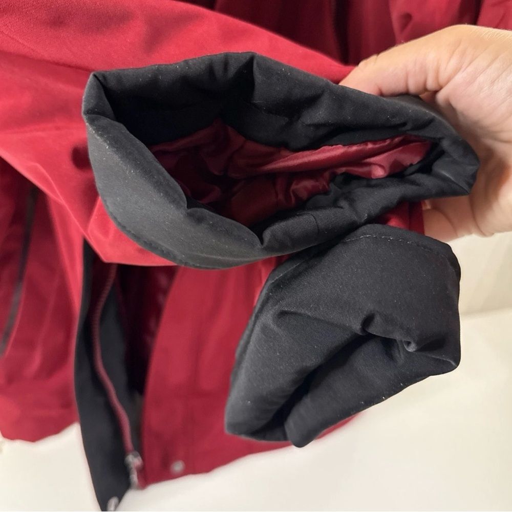 Nautica Women’s Hooded Winter Coat M Red Casual Full Zip Pockets Jacket - Picture 10 of 13